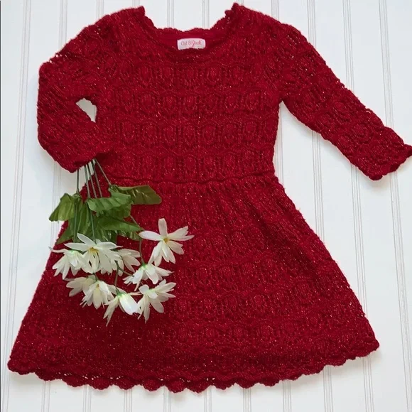 Cat & Jack | Dresses | Cat Jack Red Crochet Sweater Dress 3t | Poshmark